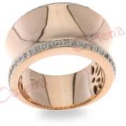 Ασημένιο δαχτυλίδi επιχρυσωμένο με ρoζ χρυσό με άσπρες πέτρες ζιργκόν