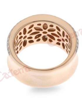 Ασημένιο δαχτυλίδi επιχρυσωμένο με ρoζ χρυσό με άσπρες πέτρες ζιργκόν