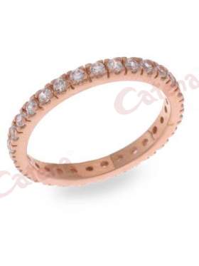Δαχτυλίδι ασημένιο με ροζ επιχρύσωμα και άσπρες πέτρες ζιργκόν