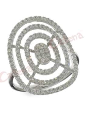 Δαχτυλίδι ασημένιο με στρογγυλές πέτρες ζιργκόν σε χρώμα λευκό με φινίρισμα λουστρέ επιπλατινωμένο 