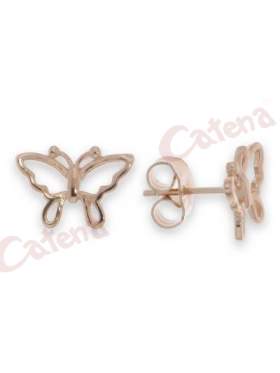 Σκουλαρίκια ασημένια, επιπλατινωμένα με σχέδιο πεταλούδα