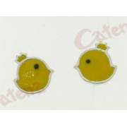Σκουλαρίκια ασημένια επιπλατινωμένα σε σχέδιο πουλάκι με κίτρινο σμάλτο 
