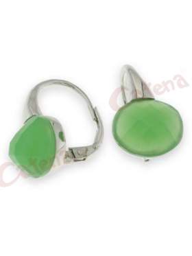 Σκουλαρίκια ασημένια επιπλατινωμένα με πράσινες πέτρες ζιργκόν