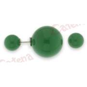 Σκουλαρίκια ασημένια επιπλατινωμένα με πράσινες πέρλες
