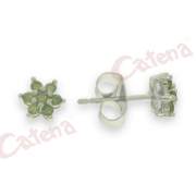 Σκουλαρίκια ασημένια επιπλατινωμένα με πράσινες πέτρες ζιρκόν