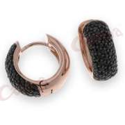 Σκουλαρίκι ασημένιομε ρόζ επιχρυσωμα με μαύρες πέτρες ζιργκόν