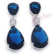 Σκουλαρίκια ασημένια επιπλατινωμένα με μπλε πέτρες ζιργκόν