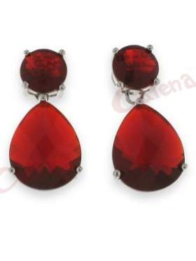 Σκουλαρίκια ασημένια επιπλατινωμένα με κόκκινες πέτρες ζιργκόν