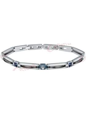 Ανδρικό βραχιόλι MASERATI CERAMIC JM223ATZ20 κεραμικό σε μαύρο, ασημί και μπλε χρώμα με λογότυπο της εταιρίας(21cm).