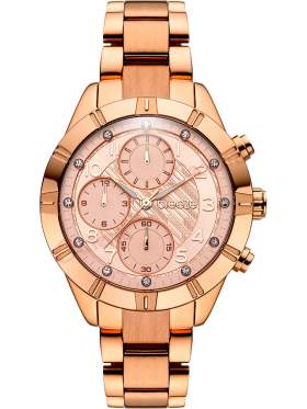 BREEZE Influentia Crystals Dual Time Rose Gold Stainless Steel Bracelet