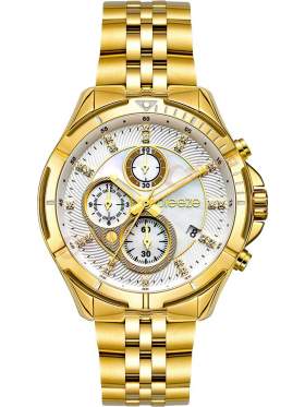 BREEZE Empressa Crystals Chronograph Gold Stainless Steel Bracelet 212191.2