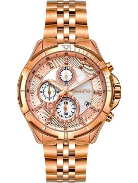 BREEZE Empressa Crystals Chronograph Rose Gold Stainless Steel Bracelet 212191.4