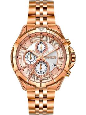 BREEZE Empressa Crystals Chronograph Rose Gold Stainless Steel Bracelet 212191.4