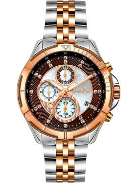 BREEZE Empressa Crystals Chronograph Two Tone Stainless Steel Bracelet 712191.6