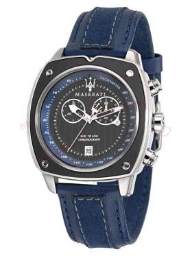 MASERATI Chronograph Blue Leather Strap R8871606002