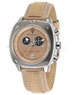 MASERATI Chronograph Beige Leather Strap R8871606003