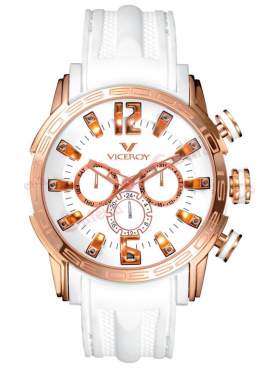 VICEROY Rose Gold Multifunction White Rubber Strap 42119-05