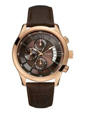 GUESS Rosegold Brown Leather Strap W14052G2