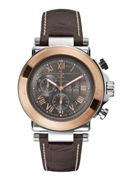 GUESS Collection Rose Gold Case Βrown Leather Strap X90005G2S