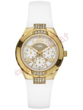  GUESS White Rubber Strap Sport Crystal Ladies   W0327L1 