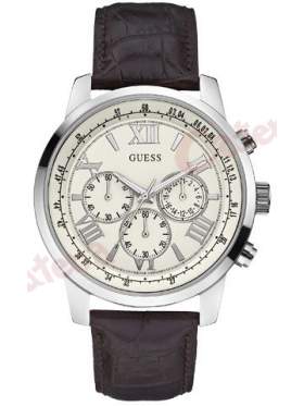 GUESS Chrono Brown Leather Strap   W0380G2 