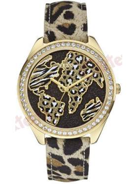  Ρολόι GUESS Crystal Wonderland Animal Print Leather Strap   W0504L2 