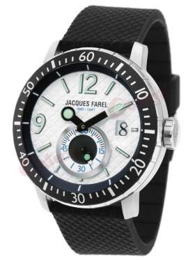 JACQUES FAREL White Dial Black Rubber Strap