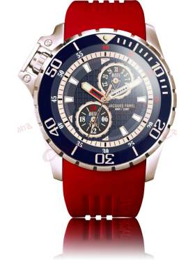 JACQUES FAREL Men's Rose Gold Red Rubber Strap AMC9098 