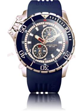 JACQUES FAREL Men's Rose Gold Blue Rubber Strap AMC9099 