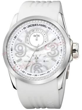 JACQUES FAREL Crystals White Rubber Strap