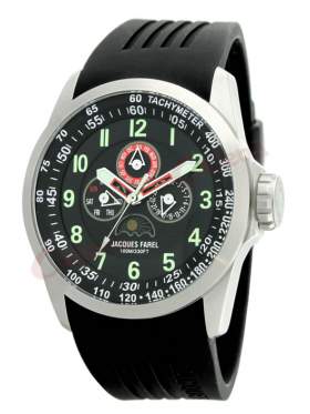 JACQUES FAREL Multifunction Black Rubber Strap