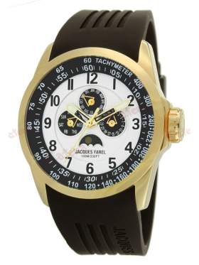 JACQUES FAREL Multifunction Gold Brown Rubber Strap