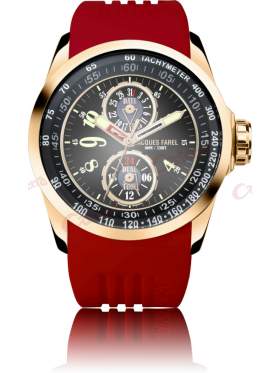 JACQUES FAREL Men's Rose Gold Red Rubber Strap ATR2333 