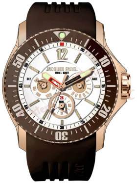 JACQUES FAREL Men's Rose Gold Brown Rubber Strap ATX2255 