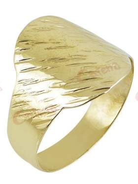 Δακτυλίδι χρυσό καράτια 14 χωρίς πέτρες σε ελεύθερο σχέδιο σφυρήλατο
