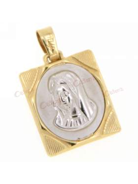 Φυλακτό χρυσό με κεφαλή Παναγίας διπλής όψεως με πίσω πλευρά Ιησούς Χριστός Νικά 
