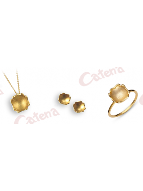 Σετ χρυσό περιλαμβάνει αλυσίδα μενταγιόν σκουλαρίκια και δακτυλίδι 