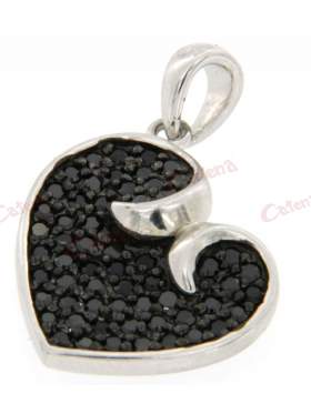 Ασημένιο μενταγιόν, στολισμένο με μαύρες πέτρες ζιργκόν και μαύρο ρόδιο