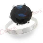 Δαχτυλίδι ασημένιο,επιπλατινωμένο με μπλε πέτρα ζιργκόν