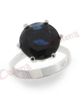 Δαχτυλίδι ασημένιο,επιπλατινωμένο με μπλε πέτρα ζιργκόν