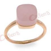 Δαχτυλίδι ασημένιο,επιπλατινωμένο με ροζ πέτρα ζιργκόν και ροζ χρυσό μέταλλο