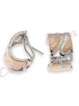 Ασημένια σκουλαρίκια, δίχρωμα, επιπλατινωμένα με κούμπωμα ωμέγα ασφαλείας