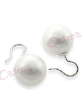 Ασημένια σκουλαρίκια, στολισμένα με άσπρες πέρλες, επιπλατινωμένα