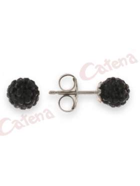 Σκουλαρίκια ασημένια, επιπλατινωμένα στολισμένα με μαύρες πέτρες ζιργκόν