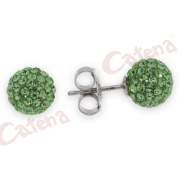Σκουλαρίκια ασημένια, επιπλατινωμένα στολισμένα με πράσινες πέτρες ζιργκόν