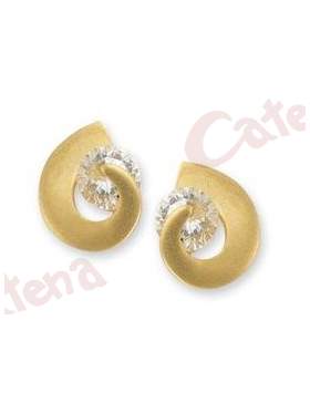 Σκουλαρίκι χρυσό, στολισμένο με άσπρες πέτρες ζιργκόν