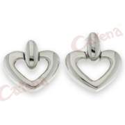 Σκουλαρίκια ασημένια επιπλατινωμένα σε σχέδιο καρδιά και κούμπωμα ασφαλείας