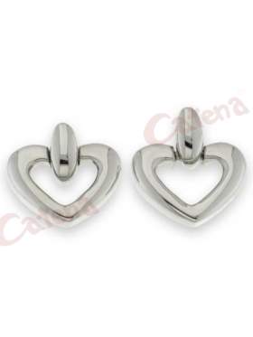 Σκουλαρίκια ασημένια επιπλατινωμένα σε σχέδιο καρδιά και κούμπωμα ασφαλείας