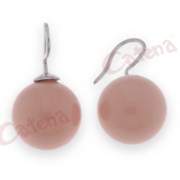 Σκουλαρίκια, με πέρλες, γάντζος σε χρώμα ρόζ