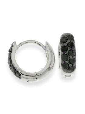 Σκουλαρίκια με στρογγυλή πέτρα, σε χρώμα μαύρο, με φινίρισμα  επιπλατίνωμα, κανονικό επιπλατίνωμα, μαύρο επιπλατίνωμα
